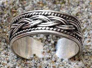 Anello in Argento lavorato a treccia regolabile
