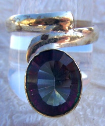  Anello Argento e Quarzo del Brasile sfaccettato