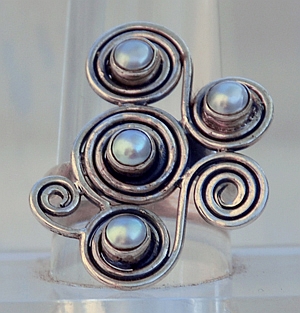  Anello in Argento e Perle vere delle Filippine