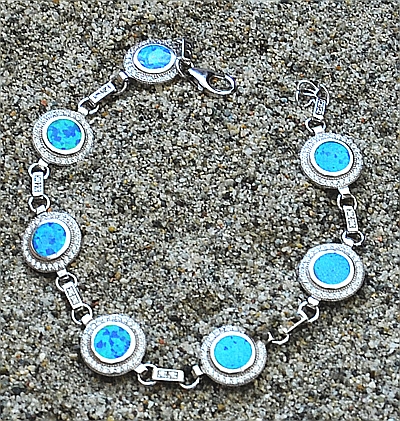 Bracciale in Argento e Opale Blu Australiano