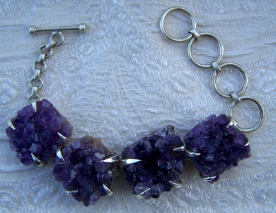 Bracciale in Argento e Geode di Ametista 
