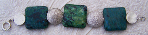 Bracciale Argento e Crisocolla (Turchese del Perù)