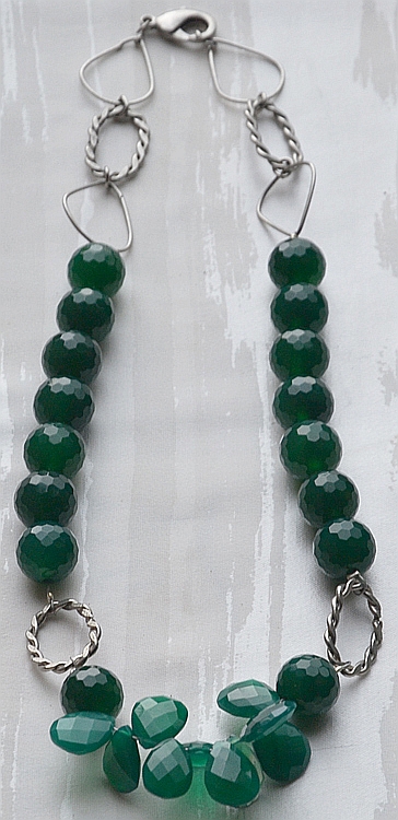 Collana in Argento e Onice verde sfaccettato
