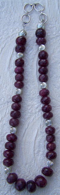 Collana Argento e Radice di Rubino sfaccettato 