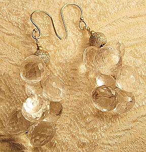  Orecchini in Argento satinato e Cristallo di Rocca sfaccettato