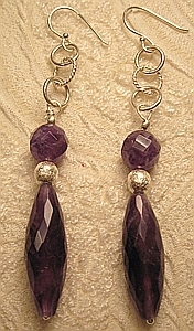  Orecchini in Argento e Ametista dell' Africa sfaccettata
